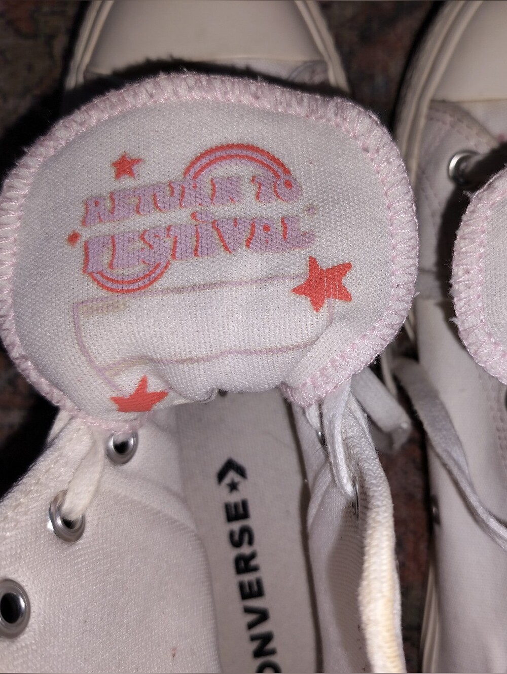 Converse White High-Tops Platforms Colorful Embroidered Festival Flowers - 7/9 - Picture 7 of 8